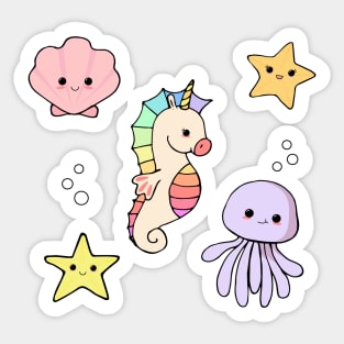 Kawaii Sea Creatures Sticker